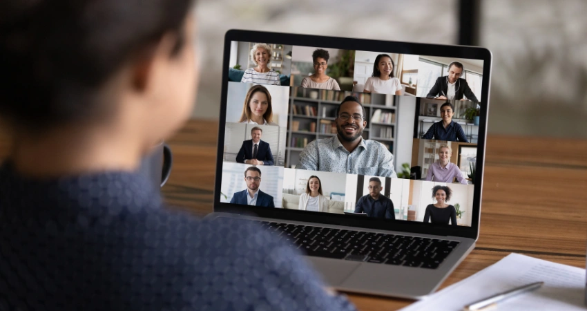 Image of a person getting started with their first online recovery support group meeting tonight