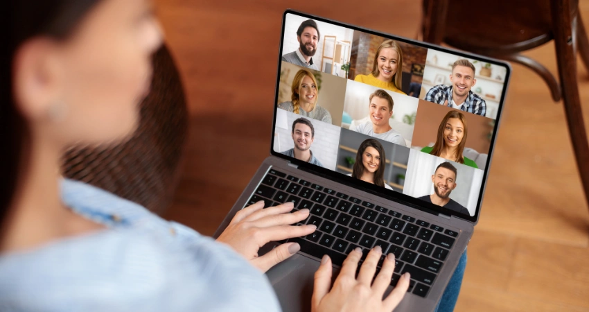 Image of a person participating in anonymous virtual group therapy