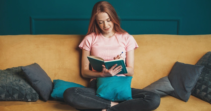 Image of a woman using her saved commute time for self care and recovery activities at home