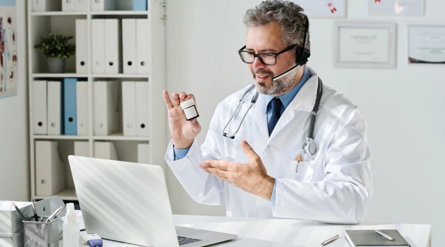 Image of a Doctor having online consultation with patient