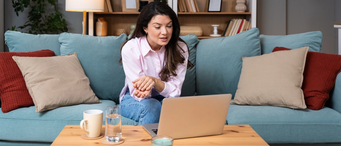 Image of a woman in a stable, safe home environment representing an appropriate candidate for virtual intensive outpatient treatment