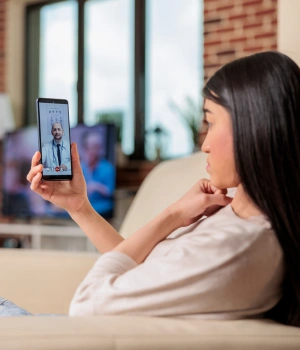 Image of a therapist and patient on a video call demonstrating the effectiveness of evidence-based virtual treatment